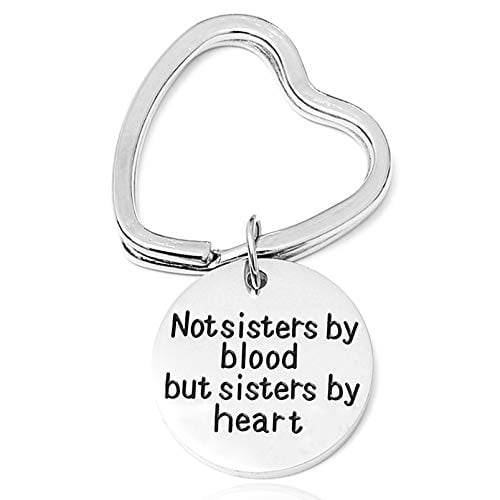 Not Sisters by Blood but Sisters by Heart Pendant Letter Key Ring Keychain Gift
